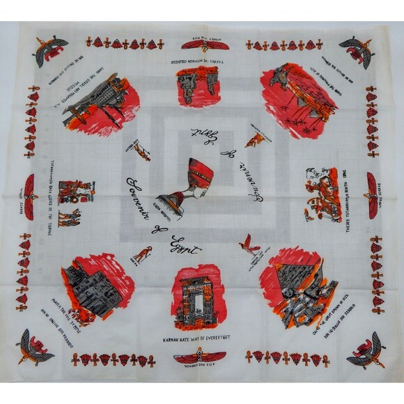 Egyptian Landmark Symbols Scarf Souvenir Cotton Tourist Attractions - Picture 2 of 10